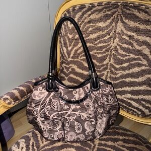 Brighton Paisley Shoulder Bag with Black Leather  Handles